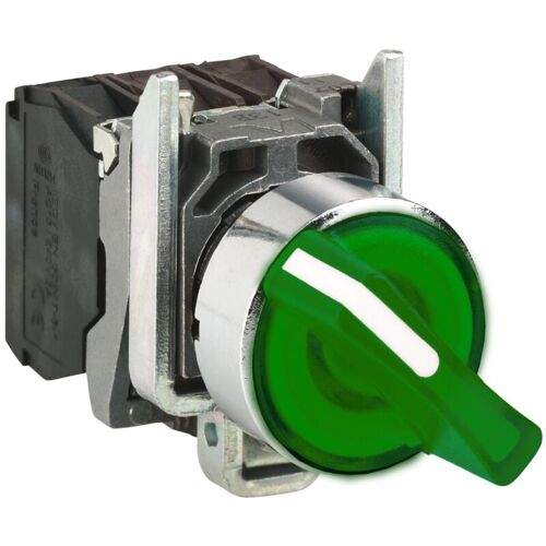 Schneider Electric - Harmony Xb4 - Bouton à Manette Lumin - 22 - 3 Pos Fix - Vert - 1o+1f - 24v