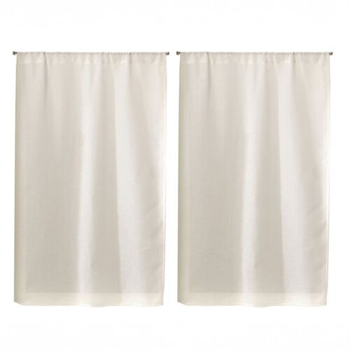 Homemaison - Paire De Petits Rideaux Unis En Etamine Beige 70x160cm