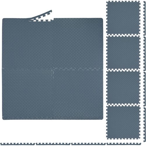 Relaxdays Tapis De Sport, 60x60 Cm, Set De 8, Eva, Surface Totale 3 M², Protection, Pour Appareils De Fitness, Gris