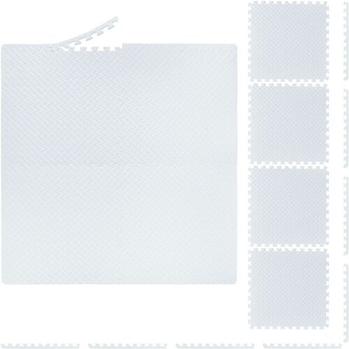 Tapis De Sport, 60x60 Cm, Set De 8, Eva, Surface Totale 3 M², Protection, Pour Appareils De Fitness, Blanc - Relaxdays