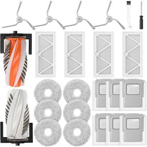 Lot de 24 accessoires pour robot aspirateur DJI ROMO S/Romo P/Romo A, 2 brosses principales, 6 sacs à poussière, 6 tampons de nettoyage, 4 filtres HEPA, 4 brosses latérales, 1 brosse de nettoyage