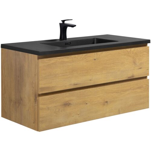 Meuble De Salle De Bain Angela 100 Cm Badplaats Lavabo Noir