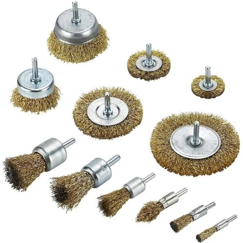 Vtizikl Lot De 12 Brosses Métalique Pour Perceuse, Brosses Métalliques En Laiton, Brosses De Polissage Métalliques Avce Brosse