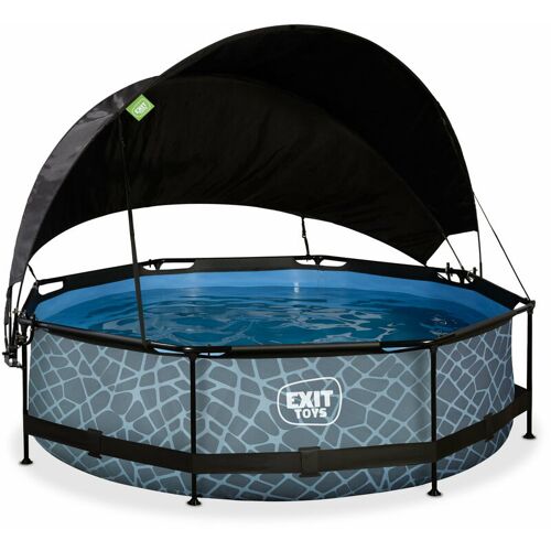 Smoby - Piscine Exit Stone 300x76cm Avec Pompe Filtrante Et Voile D'ombrage - Grise