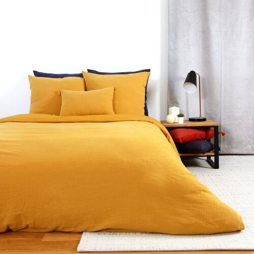 Côté Déco - Parure De Couette 240x220 Fabrik Gaze De Coton Or