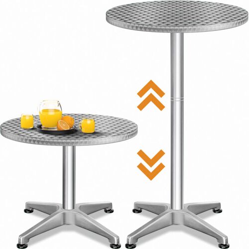 Table De Bar Bistrot Ronde â?€ 60 Cm Hauteur Réglable 70 Cm / 115 Cm 2 En 1 En Aluminium Mange Debout Réception - Casaria