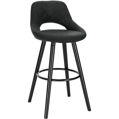 Woltu - 1 X Tabouret De Bar En Tissu Scientifique, Chaise De Bar Structure En Bois Massif, Anthracite