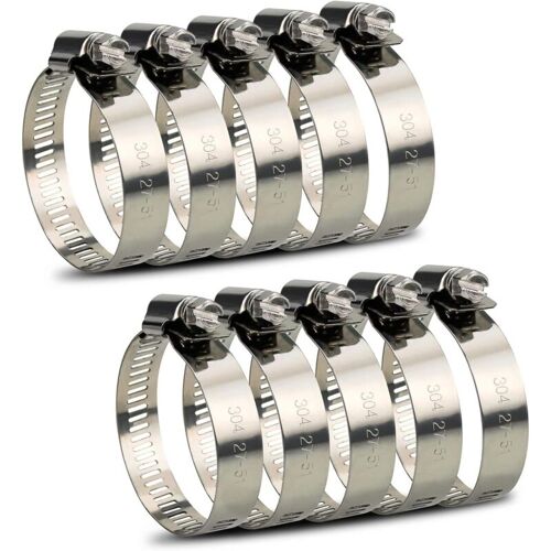 Ymyny Collier De Serrage Tuyau Réglable 27 à 51 Mm Gamme En Acier Inoxydable 304 Assortiment Tuyau Pinces Clips Pour Famille Tuyau D'Eau, Home Gaz, Tube D'Automobiles, Robinet 10 Pièces (27 à 51 Mm)