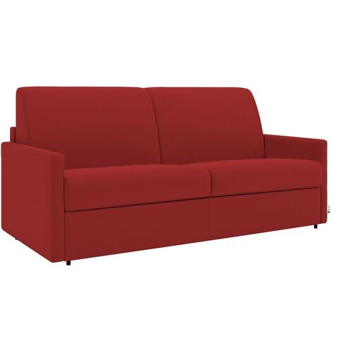 Vente-unique - Canapé 3 Places Convertible Express En Tissu Rouge - Couchage 140 Cm - Matelas 18 Cm Calife