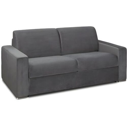 Vente-unique - Canapé 2 Places Convertible Express En Velours Anthracite - Couchage Lattes Larges 120 Cm - Matelas 18 Cm Avec Mémoire De Forme Calito