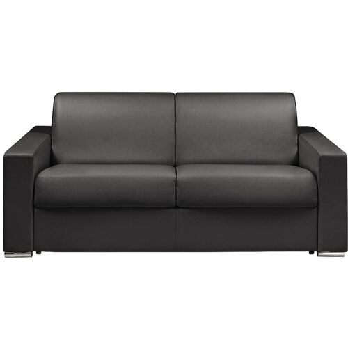 Vente-unique - Canapé 3 Places Convertible Express En Simili Noir - Couchage Lattes Larges 140 Cm - Matelas 18 Cm Calito
