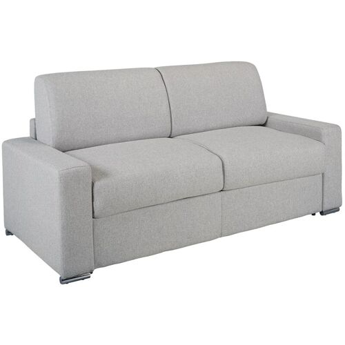 Vente-unique - Canapé 3 Places Convertible Express En Tissu Gris- Couchage Lattes Larges 140 Cm - Matelas 14 Cm Avec Mémoire De Forme Calito