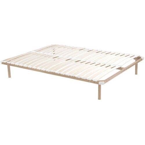 Vente-unique - Sommier Cadre à Lattes 160 X 200 Cm - 2x19 Lattes Avec Pieds - Beige - Kalista De Ysmée
