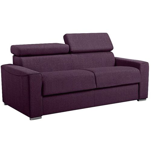 Vente-unique - Canapé 3 Places Convertible Express En Tissu Violet - Couchage 140 Cm - Matelas 22 Cm Avec Mémoire De Forme Vizir