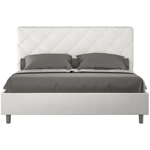 Lit Matelassé 140x190 Cm Simili Cuir Blanc Paryse-