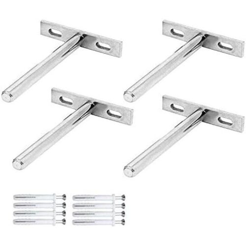 Aougo - 4 Pièces Supports D'étagère Flottants Invisibles Fixation Cachée Support D'étagère Murale En Forme De T Pour Fixer Des Supports D'étagère En Bois étagères Invisibles De Bricolage En Bois