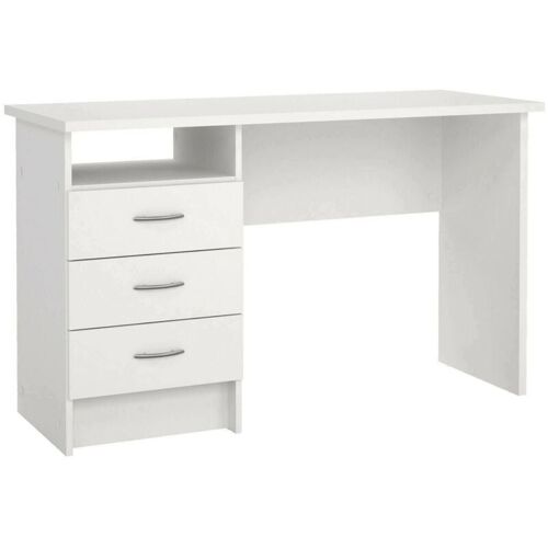 Bureau Linéaire Avec Trois Tiroirs, Couleur Blanche, Dimensions 120 X 72 X 48 Cm