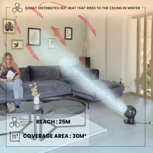 Woozoo, Ventilateur De Table Ultra Puissant, Silencieux & Portable, 30m², Portée 25m, Oscillation Multidirectionnelle, Télécommande, Minuterie, Salon - Woozoo Pcf-sc15t - Bois/noir