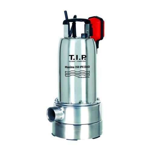 T.i.p. - Pompe Submersible Eaux Usées Tip - Inox, 20 000 L/h, Aspiration Plate, Hauteur De Refoulement 8 M, Granulométrie 30 Mm, Maxima 350ipx Duo 30274