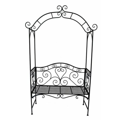Banc En Fer Colima Avec Arc De Roses - 200 X 124 X 48 Cm - Banc De Siège En Métal Nostalgique