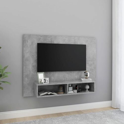 Meuble Tv Mural Gris Béton 120x23,5x90 Cm