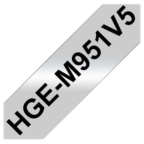 Brother HGE-M951V5 - Noir sur argent - Rouleau (2,4 cm x 8 m) 5 cassette(s) ruban laminé - pour P-Touch PT-9500pc, PT-9800PCN; P-Touch R RL-700S