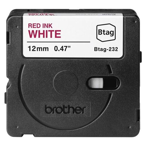 Brother BTAG-232 - Rouge sur blanc - Rouleau (1,2 cm x 4 m) 1 cassette(s) boîte de suspension - bande d'étiquettes