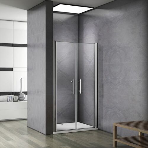 Paroi De Douche Battante Pivotante 6mm Verre Anticalcaire Installation En Niche 95x197cm