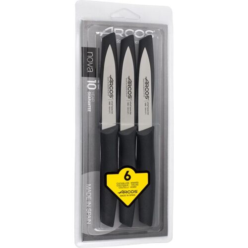 Set De Couteaux Mondadores Arcos Nova 189100 Acier Inoxydable Nitrum Et Mango Polypropylène Noir 6 Pièces Sous Blister.