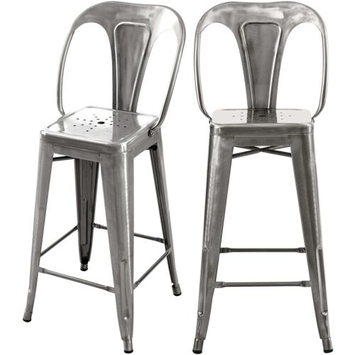 Rendez-Vous Déco - Lot De 2 Chaises Pour Ã?lot Central 67 Cm En Métal Chrome - Indus