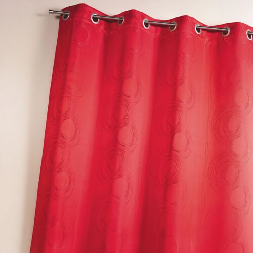 Homemaison - Rideau En Jacquard Avec Imprimés 'cerclé Rouge Orangé 140x260 Cm