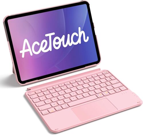 Coque Clavier Pour Ipad 11E/10E Gén, Pour Ipad 10E (10,9"")/11E (2025 A16), Air 11"" M3/M2, Air 6/5/4E, Pro 11 4E-1Re, Clavier Ultraléger Détachable Avec Pavé Tactile, Rose Acetouch