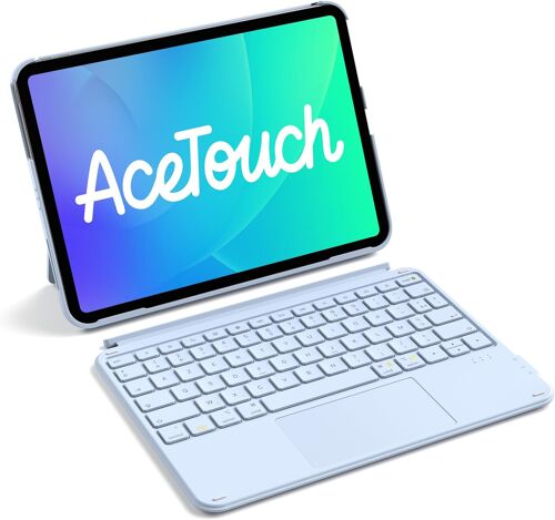Coque Clavier Pour Ipad 11E/10E Gén, Pour Ipad 10E (10,9"")/11E (2025 A16), Air 11"" M3/M2, Air 6/5/4E, Pro 11 4E-1Re, Clavier Ultraléger Détachable Avec Pavé Tactile, Bleu Acetouch