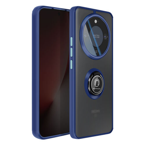 Coque pour Honor Magic 8 Lite Protection Bi-matière avec Bague Magnétique Bleu nuit