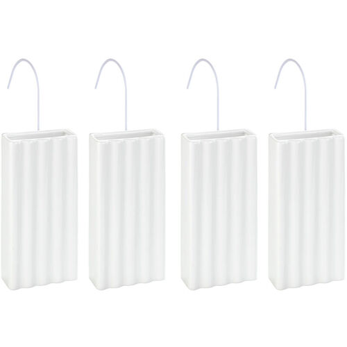 Lot De 4 Saturateurs Humidificateurs Wenko Evaporateur Pour Radiateur, A Suspendre Avec Crochets, Climat Intérieur Sain, Céramique, 9 X 19.5 X 4 Cm, Blanc