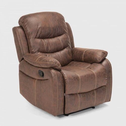 Fauteuil Relax Inclinable Manuel Avec Repose-pieds En Similicuir Panama - Marron