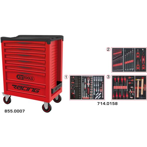 Kstools - Ks Tools - Servante Racing 7 Tiroirs équipée De 158 Outils - 855.7158