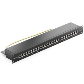 Cat6A Panneau De Brassage 24 Port Bureau 19 Pouces Le Montage En Rack Assemblage Du Serveur 24X Rj45 Blindé Tia568A Tia568B - Noir
