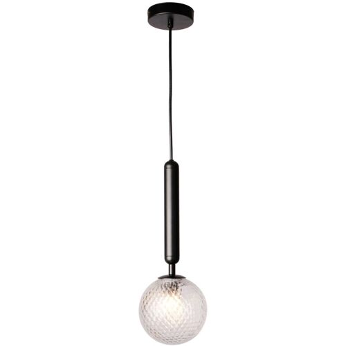 Suspension Boule De Verre Et Douille Noire