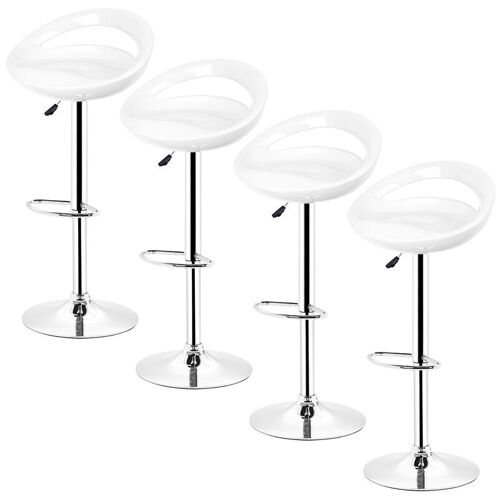 Aqrau Lot De 4 Tabourets De Barï¿?hauteur Réglable - Blanc - Style Contemporain