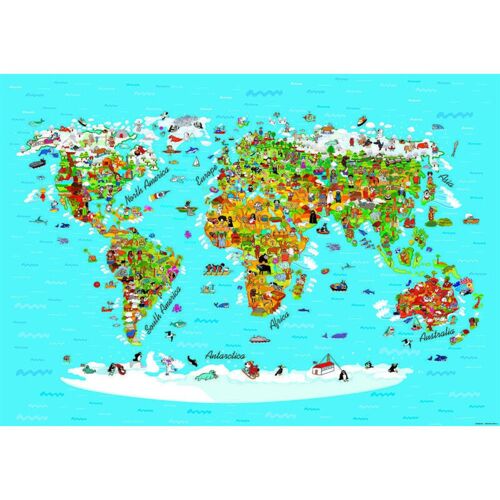 Poster Géant Xxl Map, Carte Du Monde, Photo Murale, 360x270cm, 4 Parties