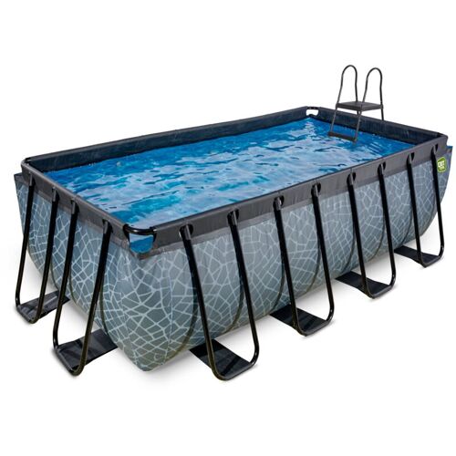 EXIT Piscine Stone 400x200x122cm avec pompe filtrante à sable - grise