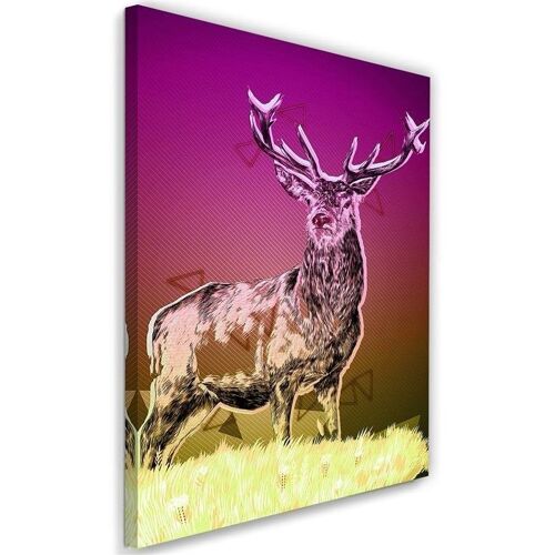 Tableau Sur Toile Cerf Animal Nature Violet 40x60