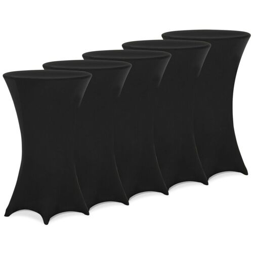 Deuba 5x Housses De Table De Bar Bistrot Ronde Nappe Mange Debout Protection Table De Cocktail Tissu Stretch Set De 5 Pièces 60 Cm / Noir