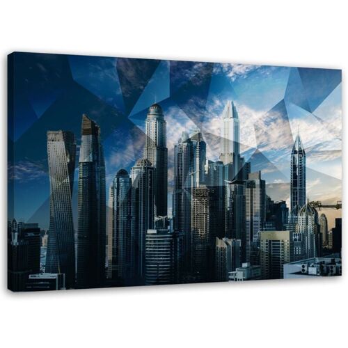 Tableau Sur Toile Ville Géométrique Bleue 60x40