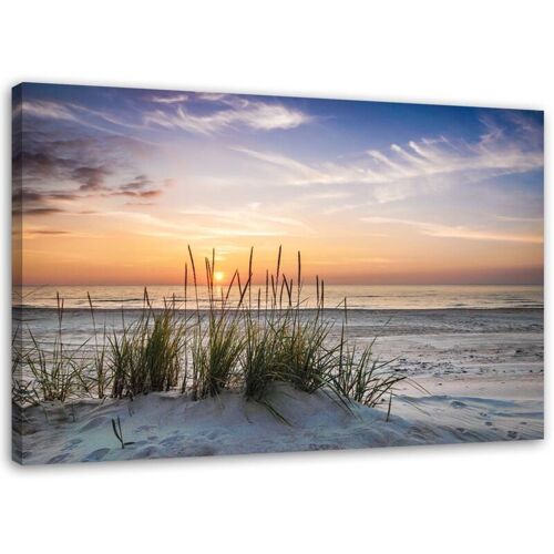 Feeby - Tableau Sur Toile, Soleil Couchant Sur La Plage - 60x40