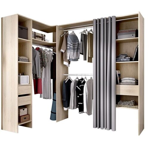 Vente-unique - Dressing D'Angle Extensible Gontran - L164/214 Cm - Chêne Et Gris