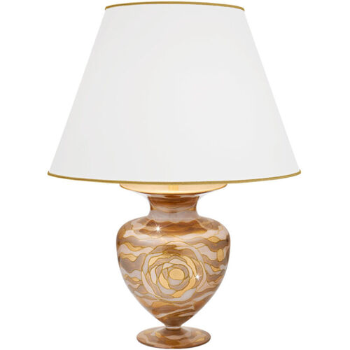 Kolarz Anfora Lampe De Table En Tissu Avec Abat-Jour Conique Rond Or 24 Carats