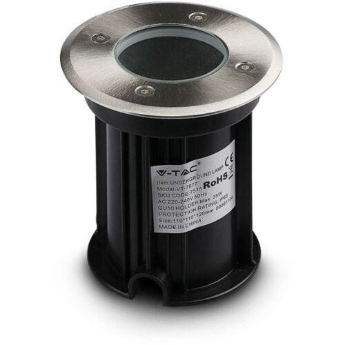 Spot Encastrable Extérieur De Sol Rond Ip65 Pour Ampoule Led Gu10 Inox V-Tac Vt-7677