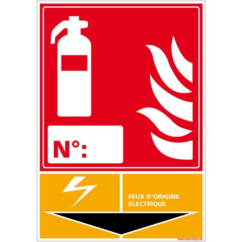 Signaletique.biz France - Panneau Extincteur Pour Classe De Feu. Origine électrique . - Origine électrique